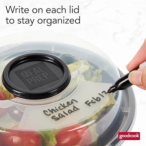 GoodCook 4-Cup Meal Prep Bowls Set with Lids and Dressing Cup, Microwavable Food Storage Containers for Meal Prepping, Set of 10, Black - My Kitchen Products