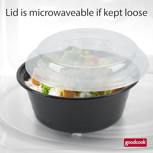 GoodCook 4-Cup Meal Prep Bowls Set with Lids and Dressing Cup, Microwavable Food Storage Containers for Meal Prepping, Set of 10, Black - My Kitchen Products