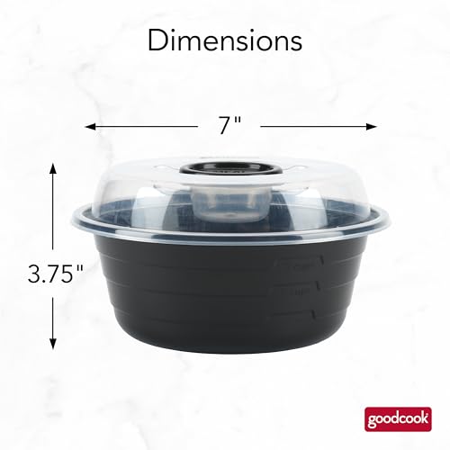 GoodCook 4-Cup Meal Prep Bowls Set with Lids and Dressing Cup, Microwavable Food Storage Containers for Meal Prepping, Set of 10, Black - My Kitchen Products