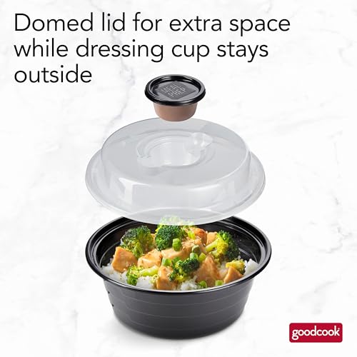 GoodCook 4-Cup Meal Prep Bowls Set with Lids and Dressing Cup, Microwavable Food Storage Containers for Meal Prepping, Set of 10, Black - My Kitchen Products