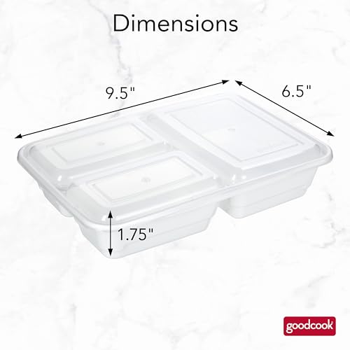 GoodCook Food Storage Containers for Meal Prep Rectangle Three Compartments & Made without BPA, 20-Piece, White - My Kitchen Products
