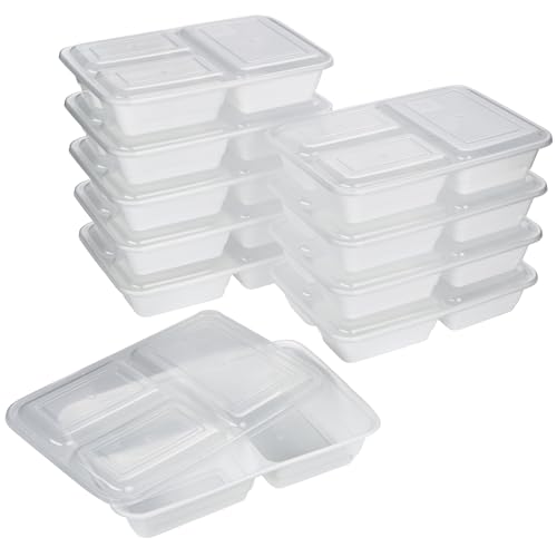 GoodCook Food Storage Containers for Meal Prep Rectangle Three Compartments & Made without BPA, 20-Piece, White - My Kitchen Products