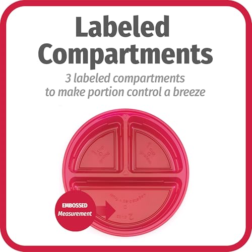 GoodCook Meal Prep Containers Set Microwave & Dishwasher-Safe Round Food Organizers with Labeled Compartments BPA-Free Food Storage Set with Snap Shut Lids Portion Control, 10-Pieces, Red - My Kitchen Products
