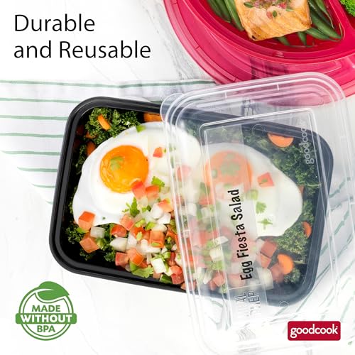 GoodCook Meal Prep Containers, Single Compartment 10-Pack, BPA-Free Reusable Food Storage, Black, Microwave & Freezer Safe, Stackable Meal Prep Containers for Lunches and Snacks - My Kitchen Products