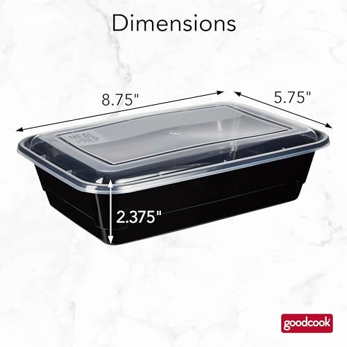 GoodCook Meal Prep Containers, Single Compartment 10-Pack, BPA-Free Reusable Food Storage, Black, Microwave & Freezer Safe, Stackable Meal Prep Containers for Lunches and Snacks - My Kitchen Products