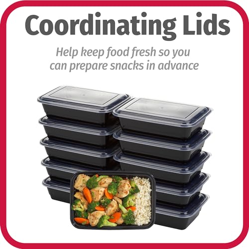 GoodCook Meal Prep Containers, Single Compartment 10-Pack, BPA-Free Reusable Food Storage, Black, Microwave & Freezer Safe, Stackable Meal Prep Containers for Lunches and Snacks - My Kitchen Products