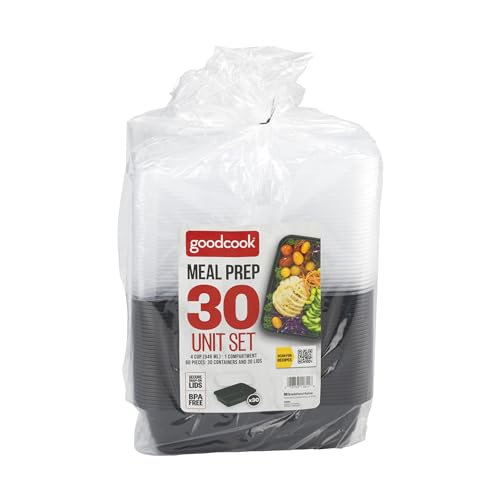 GoodCook Meal Prep Rectangle Single Compartment 30 units, Black, BPA Free - My Kitchen Products