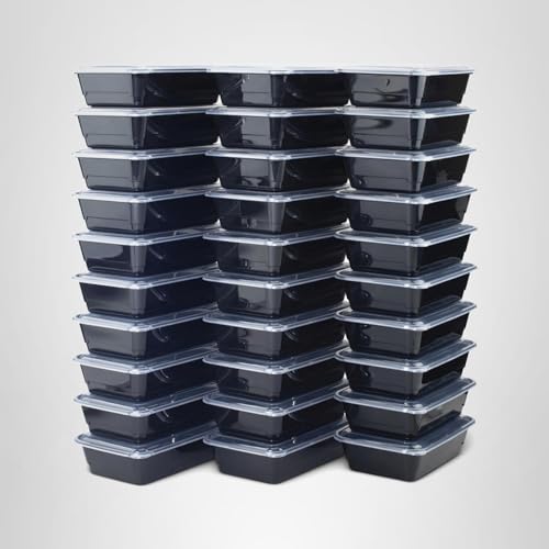 GoodCook Meal Prep Rectangle Single Compartment 30 units, Black, BPA Free - My Kitchen Products