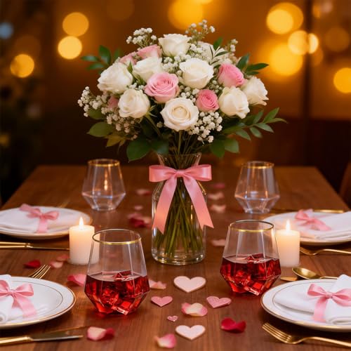 Goodluck 40 PCS Diamond Stemless Plastic Wine Whiskey Glasses, 12 Oz Disposable Cocktail Glasses, Suitable for Weddings, Birthday Parties, Family Gatherings, Bars, etc （Gold rimmed cups） - My Kitchen Products