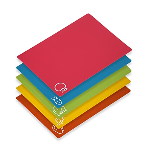Goodluck 5 Pieces Flexible Cutting Boards, BPA Free Plastic Cutting Boards for Kitchen, Non Slip Cutting Mat for Meat and Vegetables - My Kitchen Products