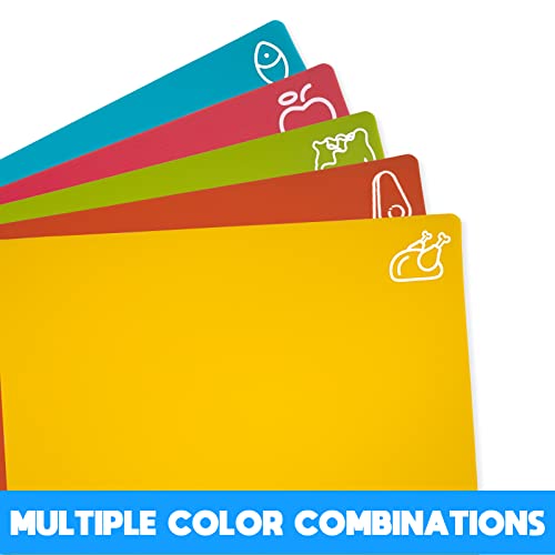 Goodluck 5 Pieces Flexible Cutting Boards, BPA Free Plastic Cutting Boards for Kitchen, Non Slip Cutting Mat for Meat and Vegetables - My Kitchen Products