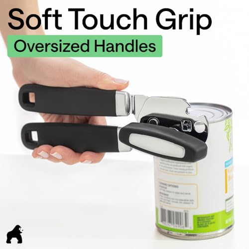 GORILLA GRIP Heavy Duty Stainless Steel Smooth Edge Manual Can Opener and Bottle Openers, US Designed, Comfortable Handle, Oversized Handheld Turn Knob, Multifunctional Kitchen Tool, Black - My Kitchen Products