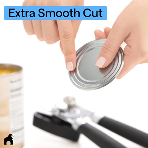GORILLA GRIP Heavy Duty Stainless Steel Smooth Edge Manual Can Opener and Bottle Openers, US Designed, Comfortable Handle, Oversized Handheld Turn Knob, Multifunctional Kitchen Tool, Black - My Kitchen Products