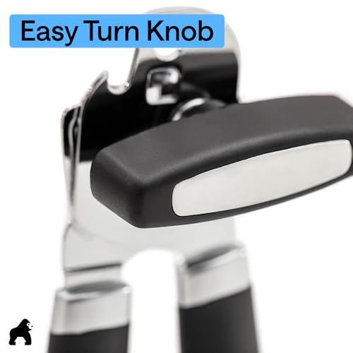 GORILLA GRIP Heavy Duty Stainless Steel Smooth Edge Manual Can Opener and Bottle Openers, US Designed, Comfortable Handle, Oversized Handheld Turn Knob, Multifunctional Kitchen Tool, Black - My Kitchen Products