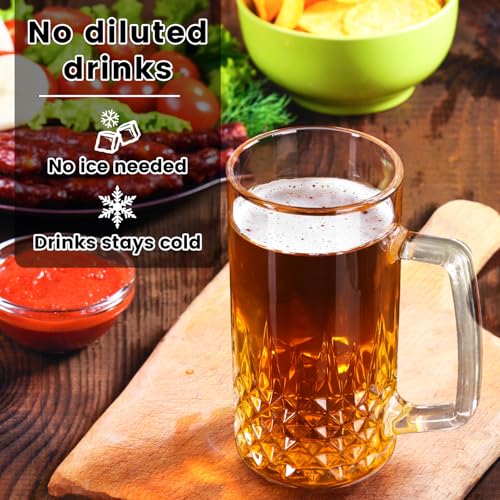 GOSDENG Beer Mugs For Freezer, 20 oz Large Heavy Glass Mugs with Handles Set of 4, Clear Large Beer Steins for Tea, Coffee, Lead-Free Glasses Oktoberfest Style, Best Gifts for Dad Husband or Friend - My Kitchen Products