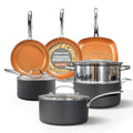 Gotham Steel 12 Pc Ceramic Cookware Set Nonstick, Ceramic Pots and Pans Set Non Stick with Steamer for Cooking, Non Toxic PFOA PFOS Free, Ergonomic Stay Cool Handles, Oven & Dishwasher Safe, Copper - My Kitchen Products