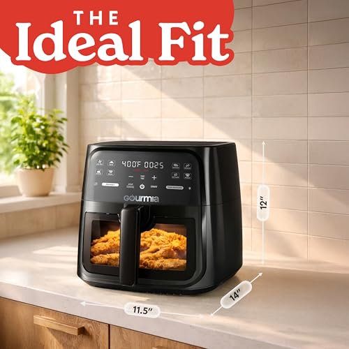 Gourmia 8 Qt Air Fryer, 8 Presets with Digital Display, FryForce 360° Technology, Easy View Window & Interior Light, Dishwasher Safe Basket, Black - My Kitchen Products