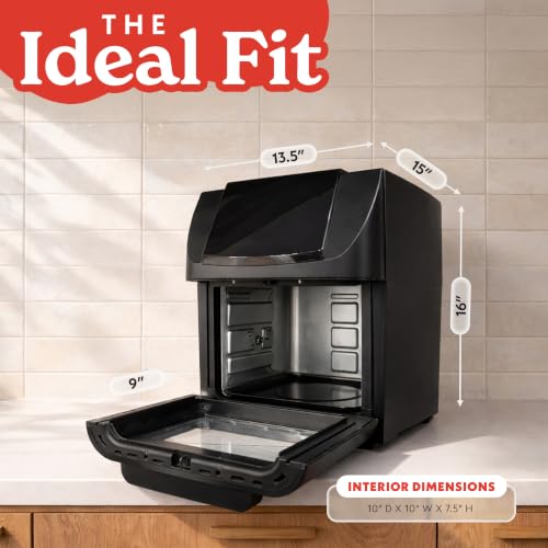 Gourmia Air Fryer - 14 Qt All-in-One Oven with Rotisserie, Digital Display with 12 Presets, Roast, Bake, Broil, Dehydrate, Dishwasher Safe Accessories, Black - My Kitchen Products