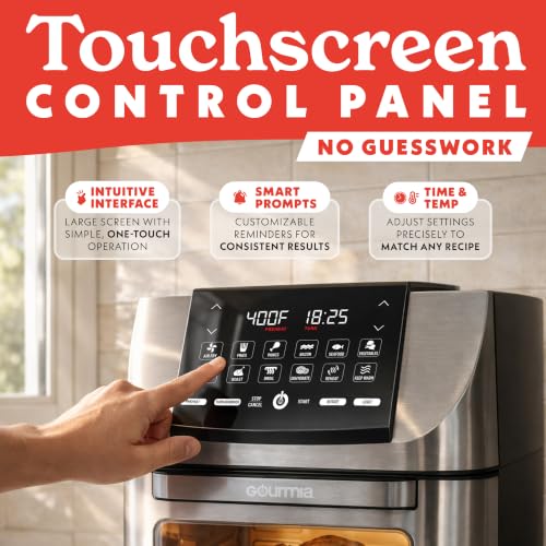 Gourmia Air Fryer - 14 Qt All-in-One Rotisserie Oven with Digital Display, 12 Presets, Roast, Bake, Broil, Dehydrate, Dishwasher Safe Accessories, Stainless Steel - My Kitchen Products