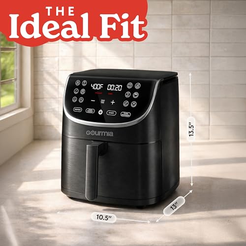 Gourmia Air Fryer - 7 Qt Large Capacity with LED Display, 12 One-Touch Presets, FryForce 360° Technology, Nonstick Dishwasher-Safe Basket & Crisper Tray, Black - My Kitchen Products