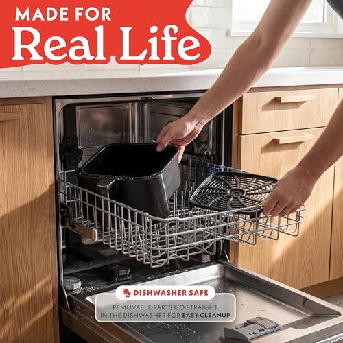 Gourmia Air Fryer - 7 Qt Large Capacity with LED Display, 12 One-Touch Presets, FryForce 360° Technology, Nonstick Dishwasher-Safe Basket & Crisper Tray, Black - My Kitchen Products