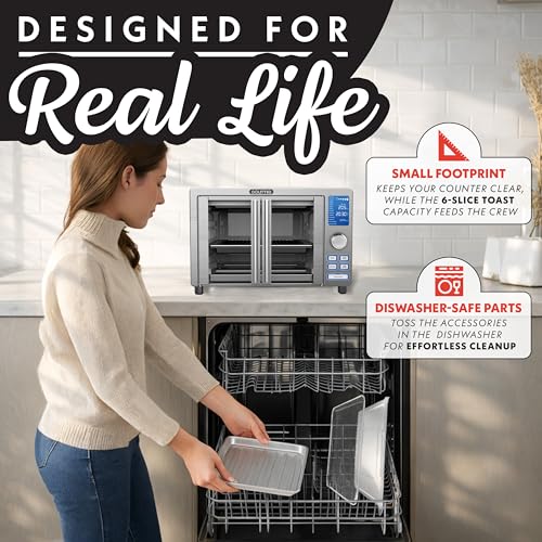 Gourmia Air Fryer French Door Toaster Oven - 6-Slice Capacity, LED Display with 14 Cooking Presets, Stainless Steel - My Kitchen Products