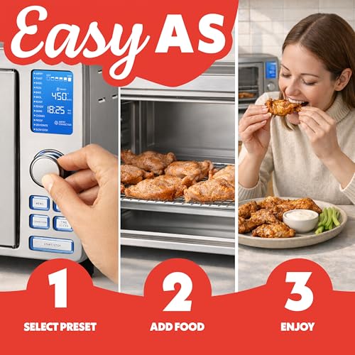 Gourmia Air Fryer French Door Toaster Oven - 6-Slice Capacity, LED Display with 14 Cooking Presets, Stainless Steel - My Kitchen Products