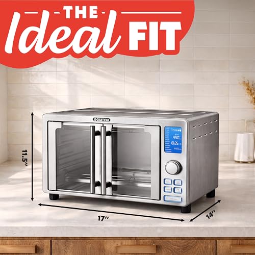Gourmia Air Fryer French Door Toaster Oven - 6-Slice Capacity, LED Display with 14 Cooking Presets, Stainless Steel - My Kitchen Products