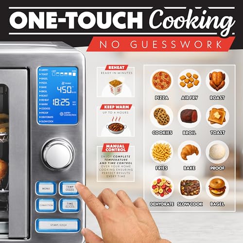 Gourmia Air Fryer French Door Toaster Oven - 6-Slice Capacity, LED Display with 14 Cooking Presets, Stainless Steel - My Kitchen Products