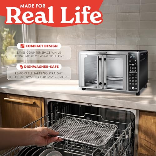 Gourmia Air Fryer French Door Toaster Oven - 6-Slice Capacity, LED Display with 19 Cooking Presets, Stainless Steel - My Kitchen Products