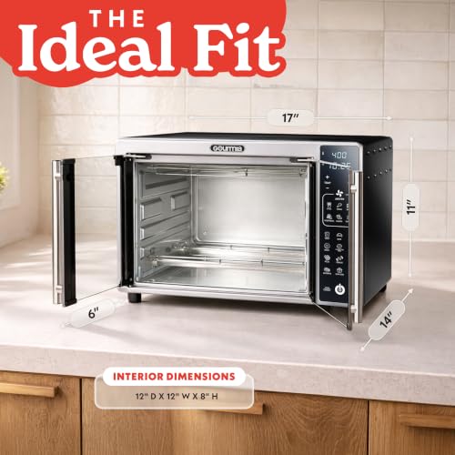 Gourmia Air Fryer French Door Toaster Oven - 6-Slice Capacity, LED Display with 19 Cooking Presets, Stainless Steel - My Kitchen Products