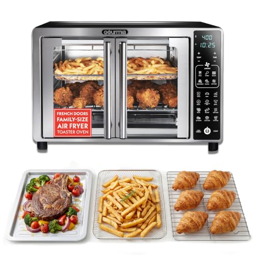 Gourmia Air Fryer French Door Toaster Oven - 6-Slice Capacity, LED Display with 19 Cooking Presets, Stainless Steel - My Kitchen Products