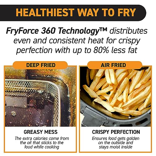 Gourmia Air Fryer Oven Digital Display 5 Quart Large AirFryer Cooker 12 1-Touch Cooking Presets, XL Air Fryer Basket 1500w Power Multifunction Black and Stainless Steel Accents FRY FORCE GAF536 - My Kitchen Products