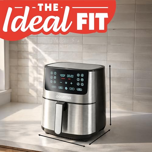Gourmia Air Fryer Oven Digital Display 8 Quart Large AirFryer Cooker 12 Touch Cooking Presets, XL Air Fryer Basket 1700w Power Multifunction GAF838 Black and stainless steel air fryer - My Kitchen Products