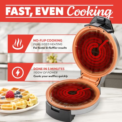 Gourmia Belgian Waffle Maker – Adjustable Browning Control, Nonstick Plates, Ready & Power Indicator Lights, Compact Upright Storage, Cool-Touch Handle - My Kitchen Products