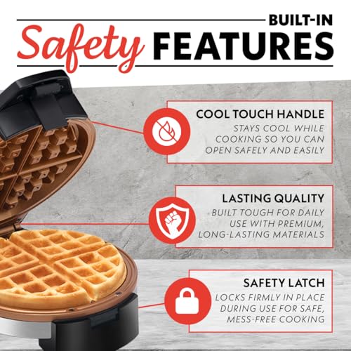 Gourmia Belgian Waffle Maker – Compact Design with Upright Storage, Adjustable Browning, and Easy-Clean Nonstick Ceramic Plates, Stainless Steel - My Kitchen Products