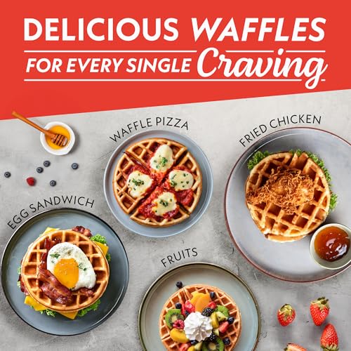 Gourmia Belgian Waffle Maker – Compact Design with Upright Storage, Adjustable Browning, and Easy-Clean Nonstick Ceramic Plates, Stainless Steel - My Kitchen Products