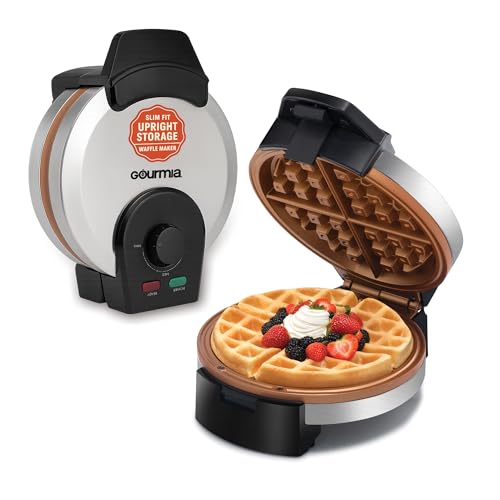 Gourmia Belgian Waffle Maker – Compact Design with Upright Storage, Adjustable Browning, and Easy-Clean Nonstick Ceramic Plates, Stainless Steel - My Kitchen Products