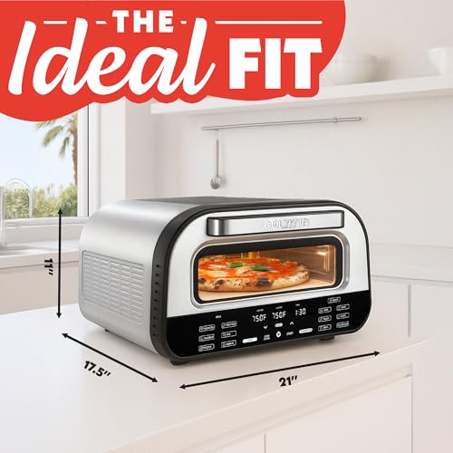 Gourmia Electric Indoor Pizza Oven – Countertop Air Fryer Toaster Oven Combo with 6 Pizza Presets, 7 Cooking Functions, Air Fry, Broil & Bake, Includes Cordierite Pizza Stone, Stainless Steel - My Kitchen Products