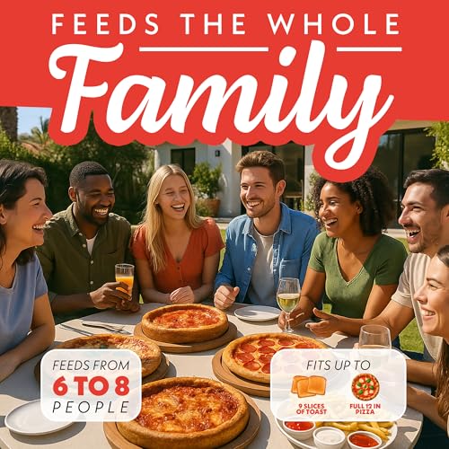 Gourmia Electric Indoor Pizza Oven – Countertop Air Fryer Toaster Oven Combo with 6 Pizza Presets, 7 Cooking Functions, Air Fry, Broil & Bake, Includes Cordierite Pizza Stone, Stainless Steel - My Kitchen Products