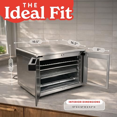 Gourmia French Door Air Fryer Oven - 37 Qt Large Capacity Convection Toaster Oven, FryForce 360°, Digital Display, 12 Cooking Presets, Dehydrate, Fits 13” Pizza, Dishwasher-Safe, Stainless Steel - My Kitchen Products