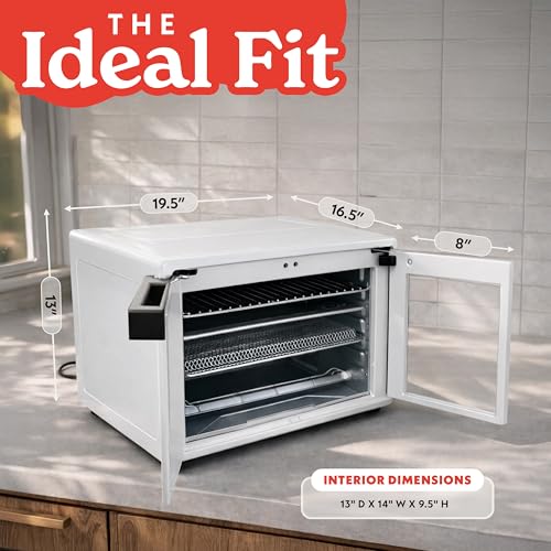 Gourmia French Door Air Fryer Oven - 37 Qt Large Capacity Convection Toaster Oven, FryForce 360°, Digital Display, 12 Cooking Presets, Dehydrate, Fits 13” Pizza, Dishwasher-Safe, White - My Kitchen Products