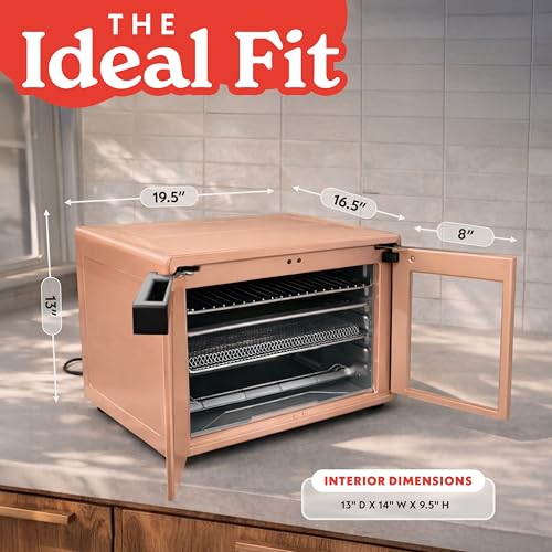 Gourmia French Door Air Fryer Oven - 37 Qt Large Capacity Convection Toaster Oven, FryForce 360°, Digital Display, 12 Cooking Presets, Dehydrate, Fits 13” Pizza, Dishwasher-Safe, Peach - My Kitchen Products