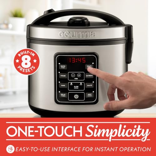Gourmia Rice Cooker – 3 Qt Capacity, 12 Cup Cooked, 6 Cup Uncooked, Digital Controls, Grain Cooker & Steamer, Built-In Steamer Basket, Nonstick Ceramic Pot, Delay Timer, Keep Warm, Stainless Steel - My Kitchen Products