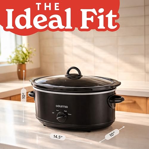 Gourmia Slow Cooker - 6 Quart Removable Ceramic Pot, Manual Controls with 3 Temperature Settings, Dishwasher Safe Crock and Glass Lid, Black - My Kitchen Products