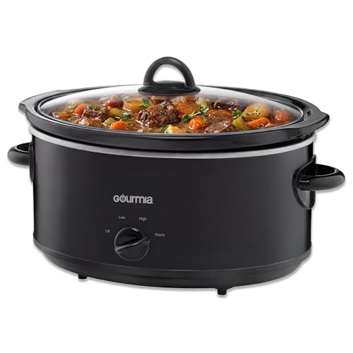 Gourmia Slow Cooker - 6 Quart Removable Ceramic Pot, Manual Controls with 3 Temperature Settings, Dishwasher Safe Crock and Glass Lid, Black - My Kitchen Products