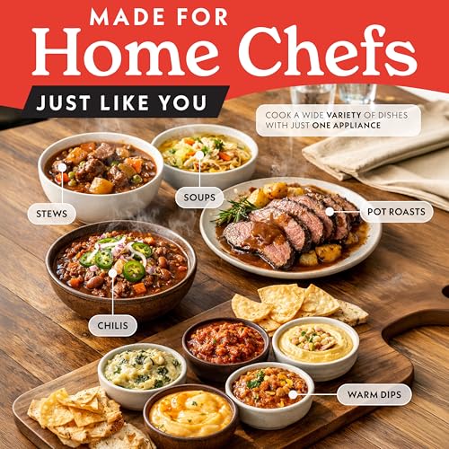 Gourmia Slow Cooker - 6 Quart Removable Ceramic Pot, Manual Controls with 3 Temperature Settings, Dishwasher Safe Crock and Glass Lid, Black - My Kitchen Products