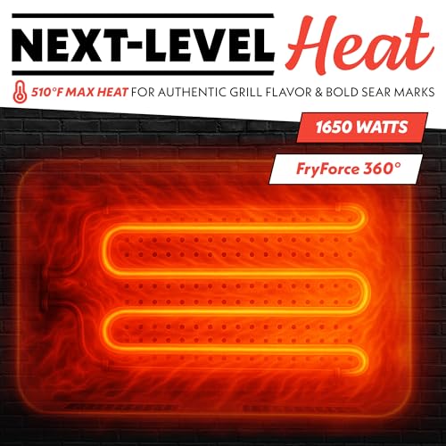 Gourmia Smokeless Indoor Grill - Air Fryer Combo with Smoke Extractor, 5 Cooking Presets, Grill, Air Fry, Roast, Bake, Dehydrate, Countertop Cooker, Glass Lid - My Kitchen Products