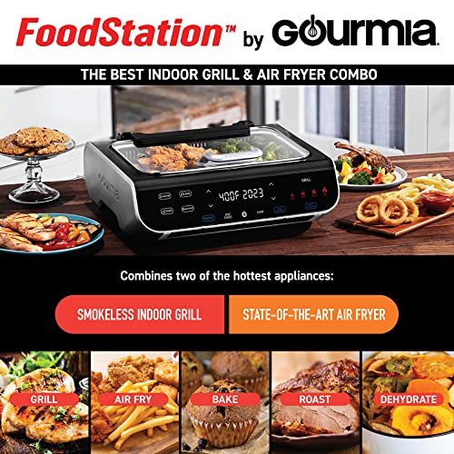 Gourmia Smokeless Indoor Grill & Air Fryer raclette grill with Smoke Extracting Technology Extra-Large Nonstick Cooking electric grill indoor Korean BBQ Style 6 Quart FoodStation™ - My Kitchen Products
