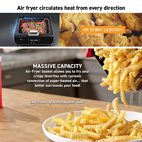 Gourmia Smokeless Indoor Grill & Air Fryer raclette grill with Smoke Extracting Technology Extra-Large Nonstick Cooking electric grill indoor Korean BBQ Style 6 Quart FoodStation™ - My Kitchen Products